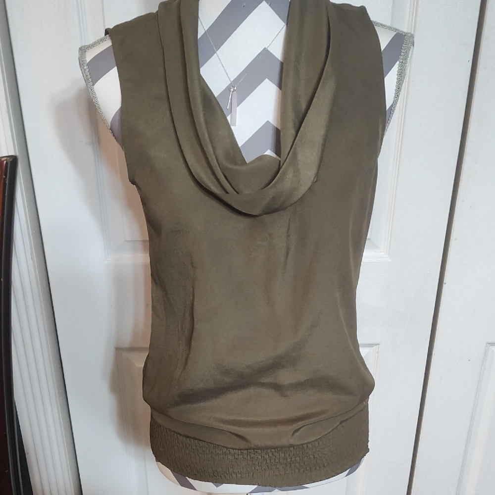 Michael Kors Olive Green Cowl Neck Tank Top
